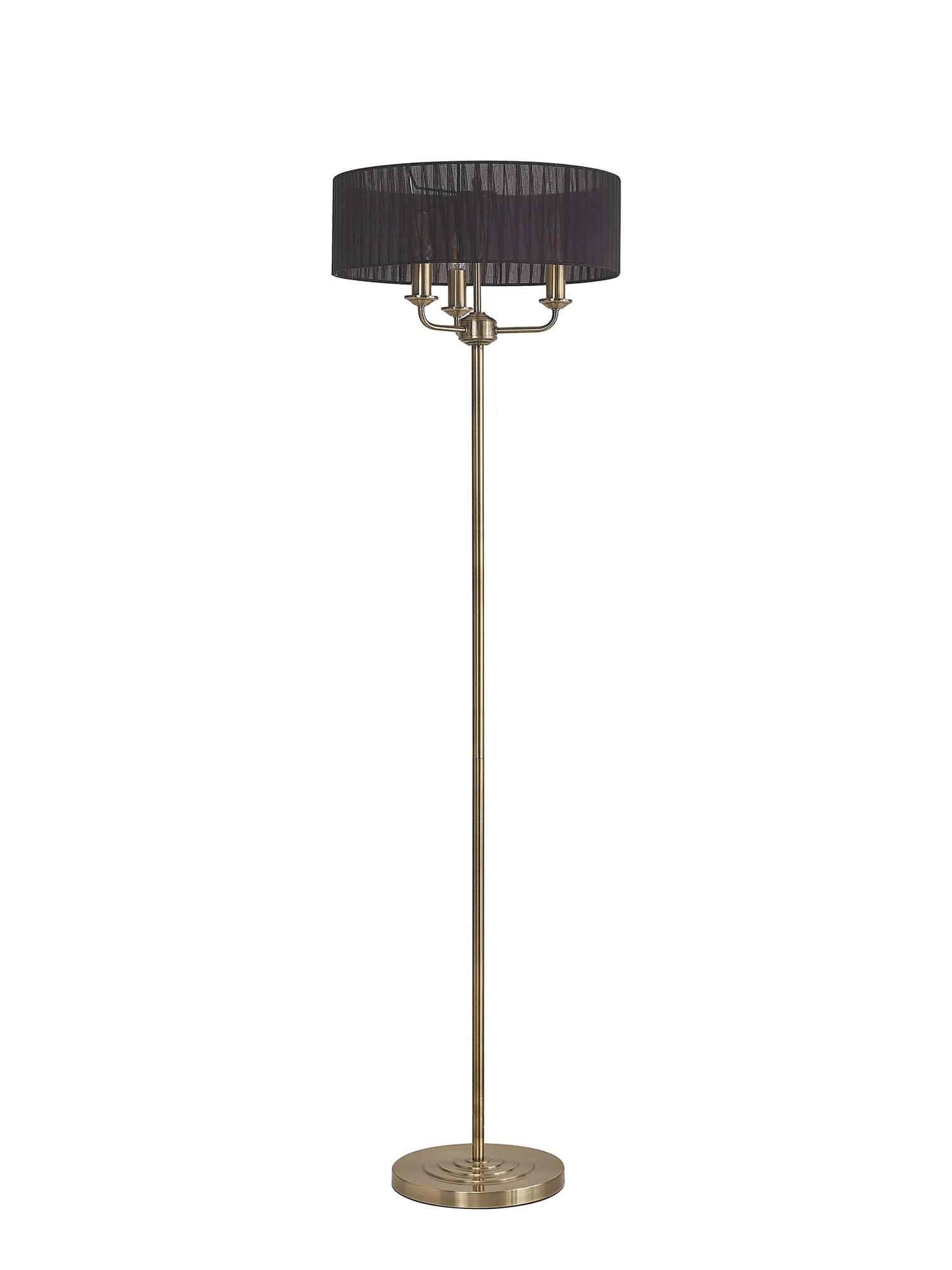 Banyan 45cm 3 Light Floor Lamp Antique Brass, Black DK0908  Deco Banyan AB BL